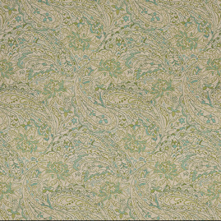 Green Blue and Beige Paisley Indoor Outdoor Marine Upholstery Fabric By The Yard